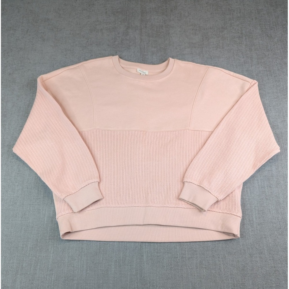 Pilcro by Anthropologie Sweater Women S Pink Mixed Rib Baggy Sweatshirt Pullover - Picture 2 of 7